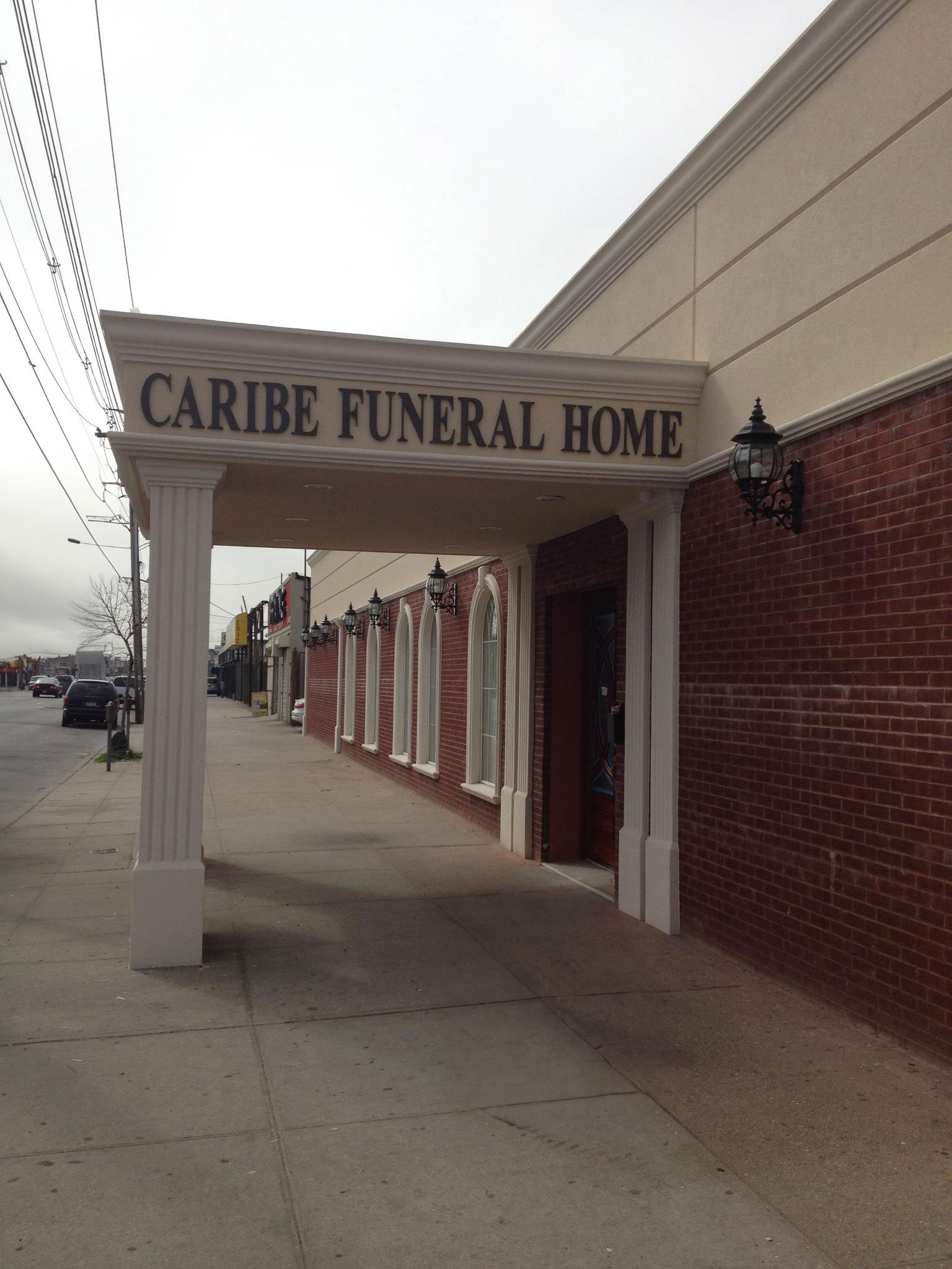 Caribe Funeral Home exterior on Utica Avenue in Brooklyn NY